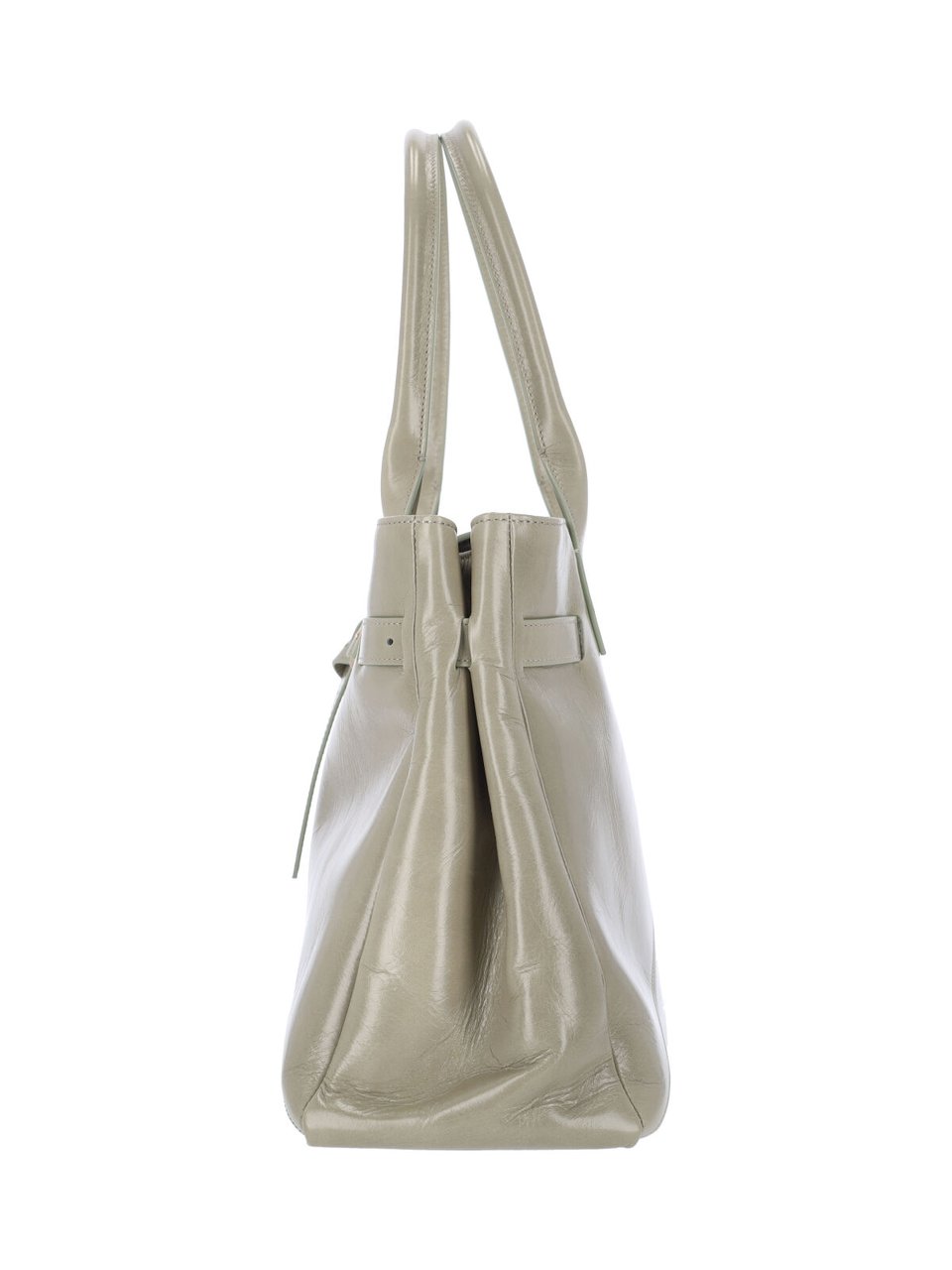 Ballantyne Sophisticated Grey Calfskin Tote With Adjustable Buckle Detail Neutraal