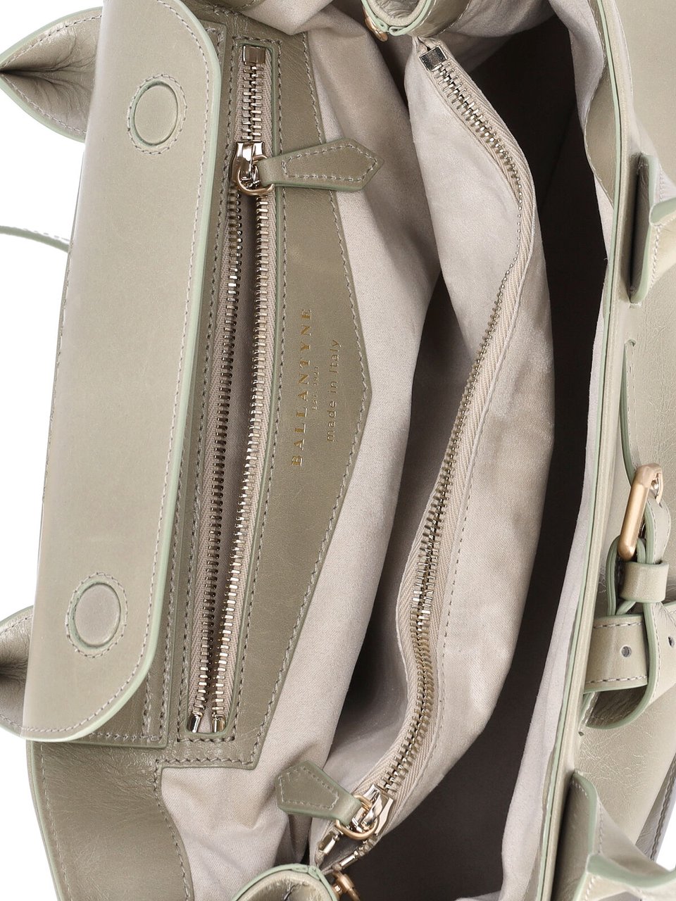 Ballantyne Sophisticated Grey Calfskin Tote With Adjustable Buckle Detail Neutraal