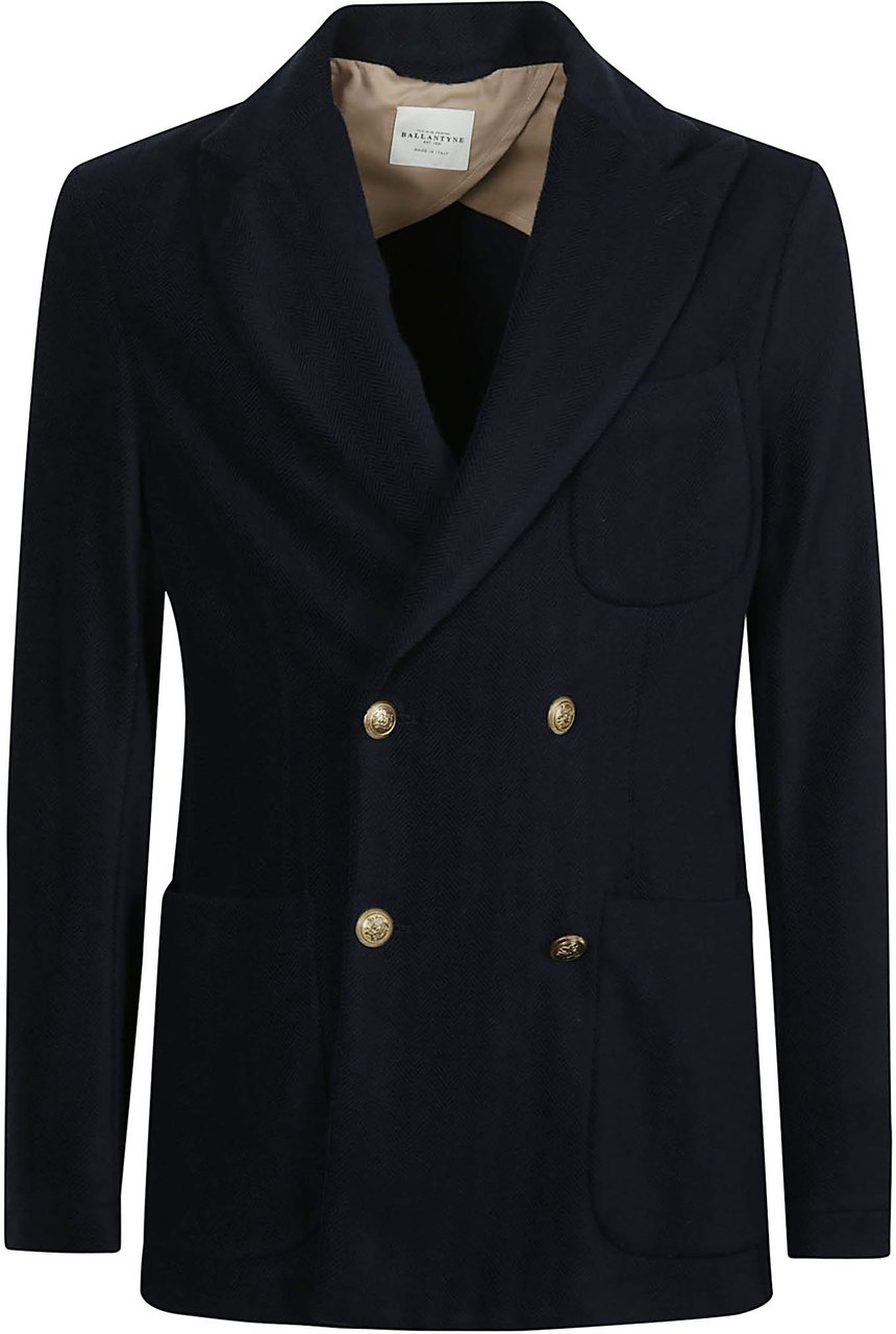 Ballantyne Double Breasted Jacket Blue Blauw