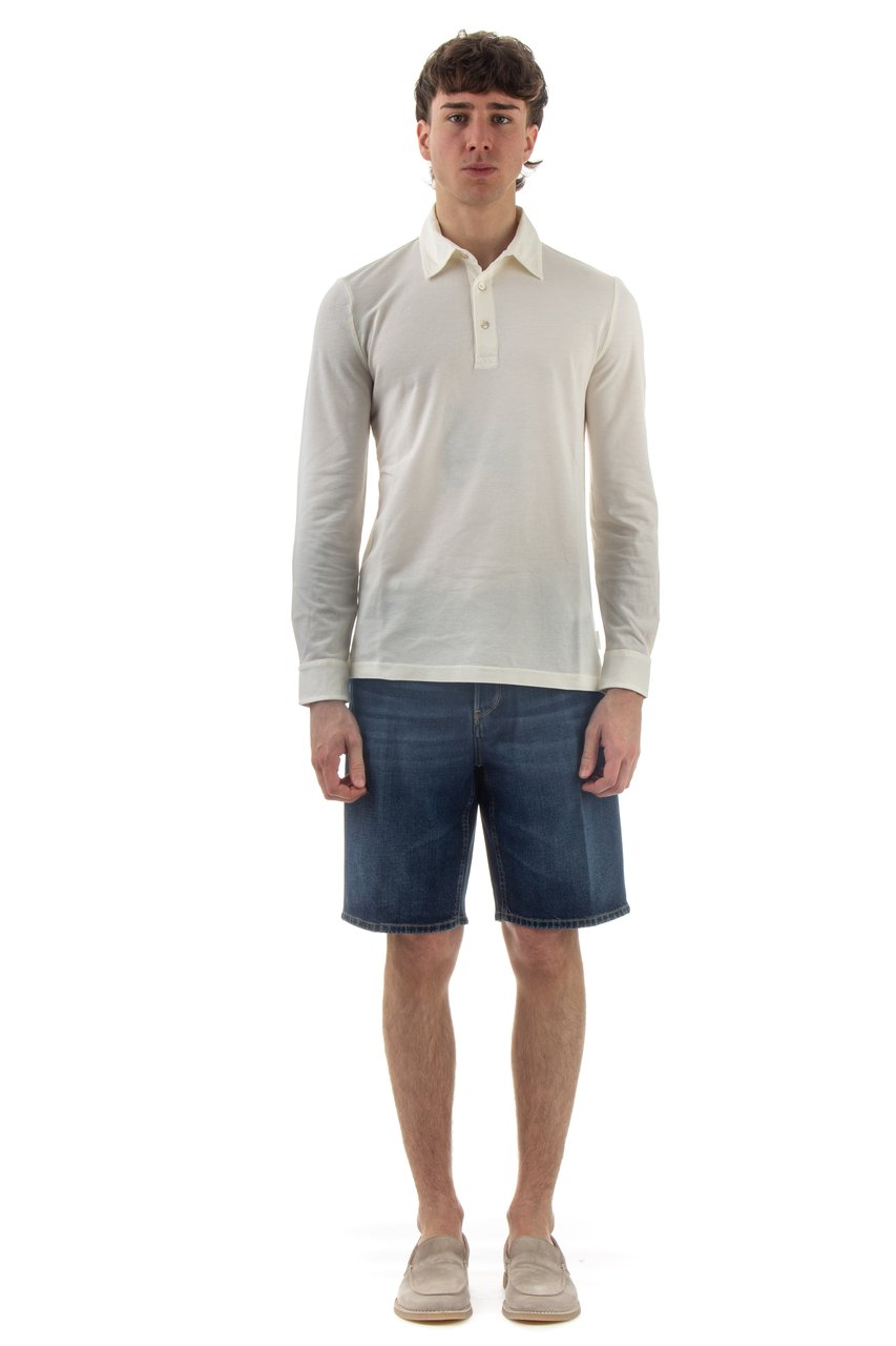 Ballantyne Cotton Piquet Long Sleeve Polo Wit