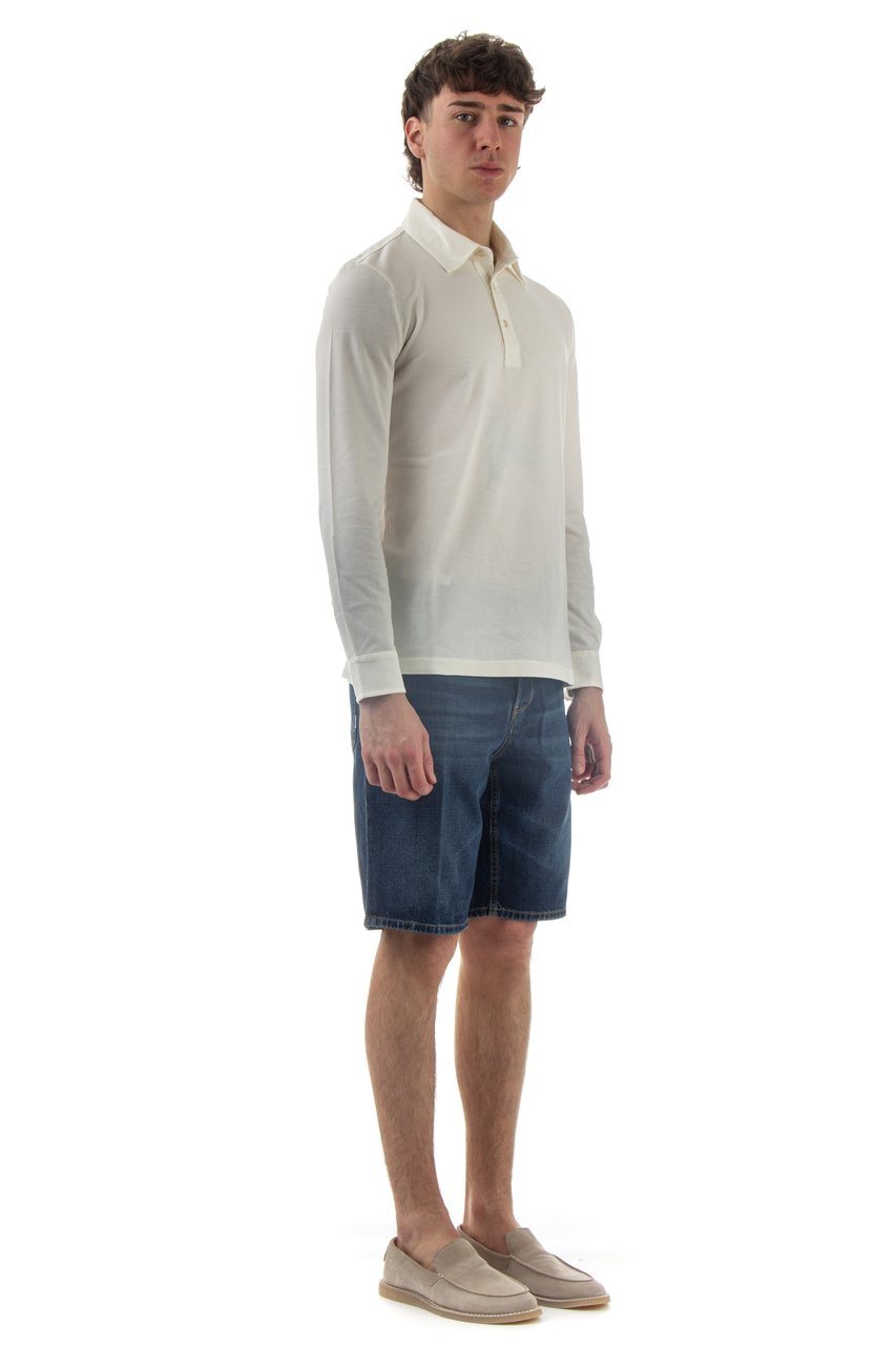 Ballantyne Cotton Piquet Long Sleeve Polo Wit