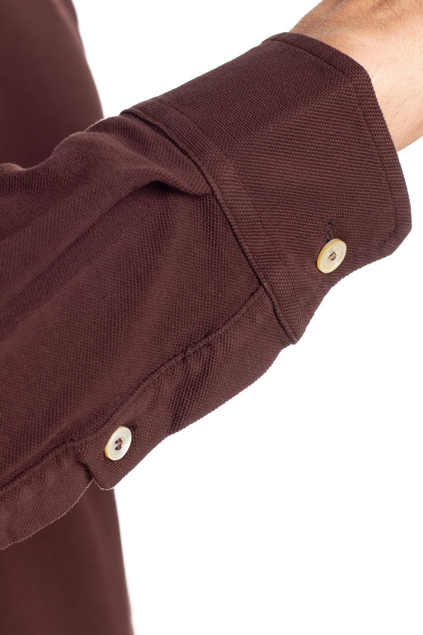 Ballantyne Cotton Piquet Long Sleeve Polo Zwart