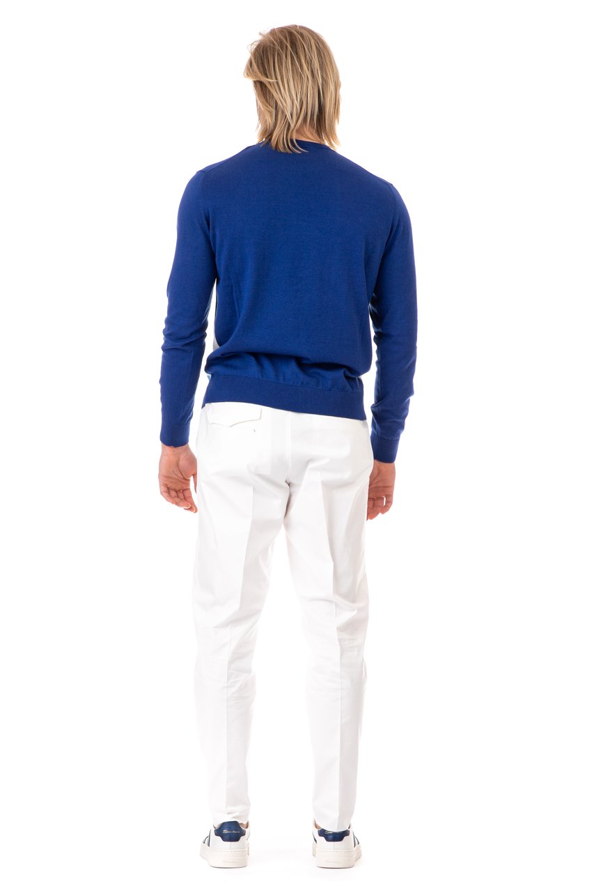Ballantyne Diamond Cotton-Cashmere Crewneck Sweater Wit
