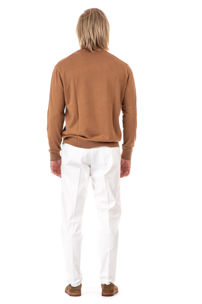 Ballantyne Diamond Cotton-Cashmere Crewneck Sweater Wit