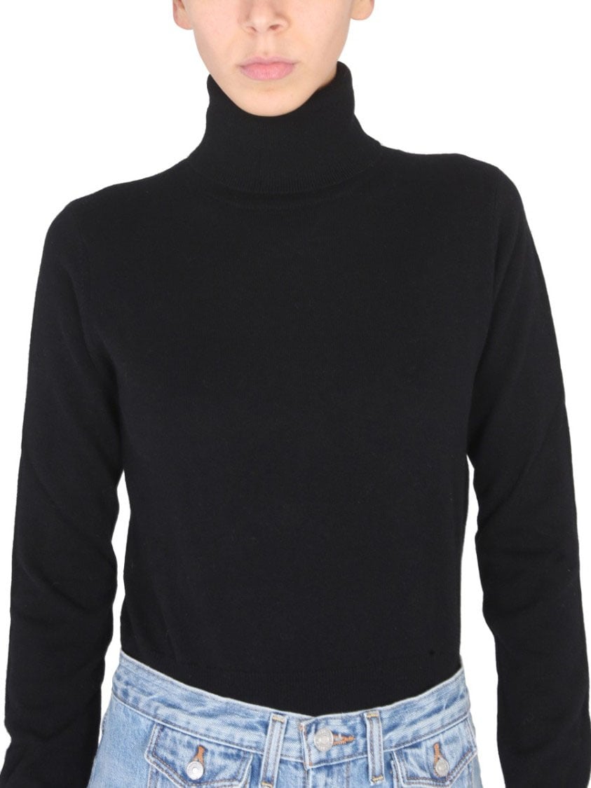 Ballantyne Fitted Long-Sleeve Turtleneck With Cross-Neck Design Zwart
