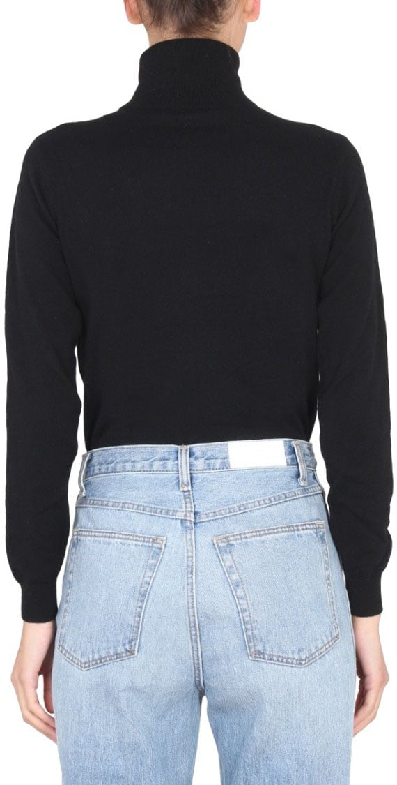 Ballantyne Fitted Long-Sleeve Turtleneck With Cross-Neck Design Zwart