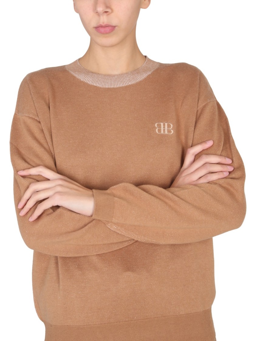 Ballantyne Cross-Neck Long-Sleeved Shirt With Embroidered Logo Neutraal