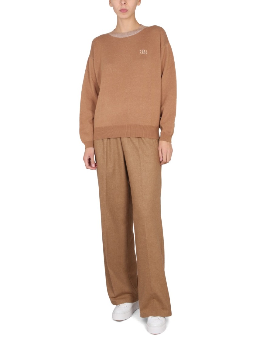 Ballantyne Cross-Neck Long-Sleeved Shirt With Embroidered Logo Neutraal