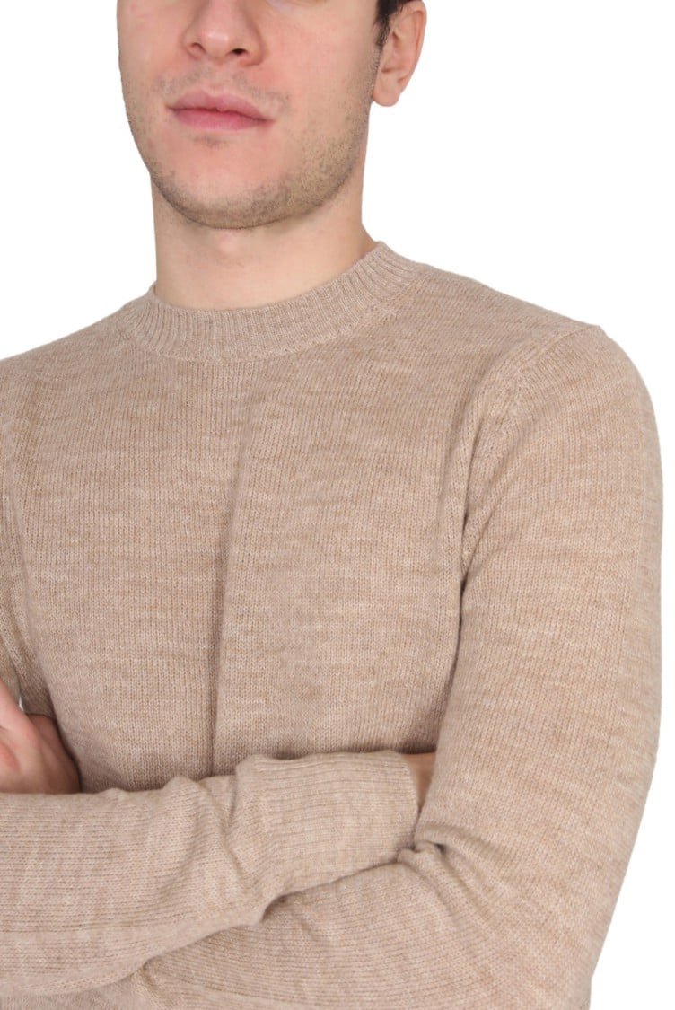 Ballantyne Cross-Neck Ribbed Knit Sweater Neutraal