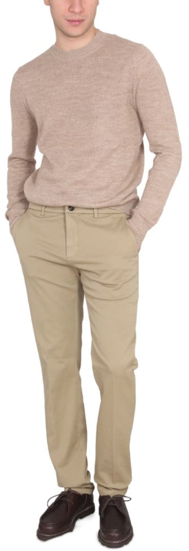 Ballantyne Cross-Neck Ribbed Knit Sweater Neutraal
