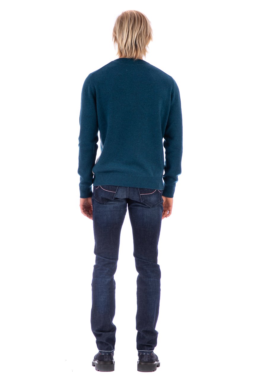 Ballantyne Argyle Cashmere Crewneck Sweater Grijs