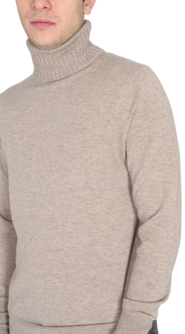 Ballantyne Cross-Neck Ribbed Cashmere Turtleneck Sweater Roze
