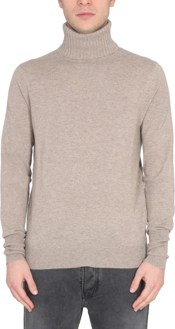 Ballantyne Cross-Neck Ribbed Cashmere Turtleneck Sweater Roze