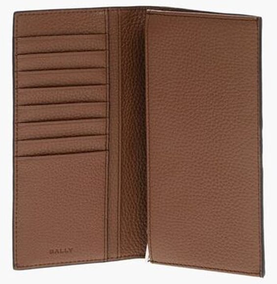 Bally Textured Calfskin Wallet with Contrasting Stripe Detail Zwart