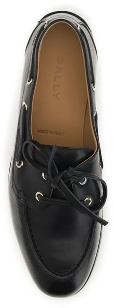 Bally Black Calf Leather Bos Taurus Slip-On Loafers Zwart