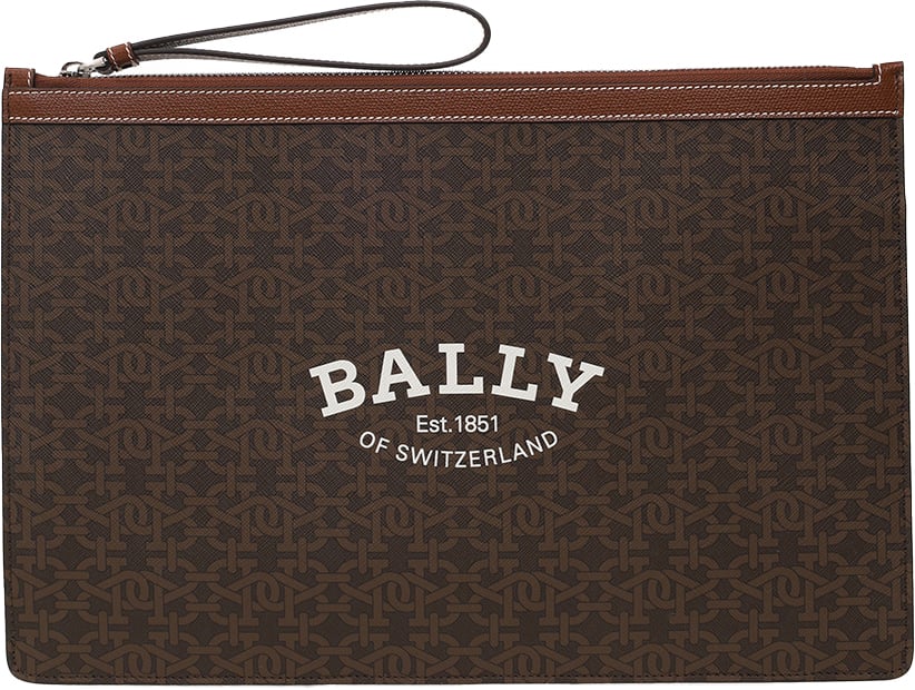 Bally Bollis Logo Large Clutch Bag Bruin