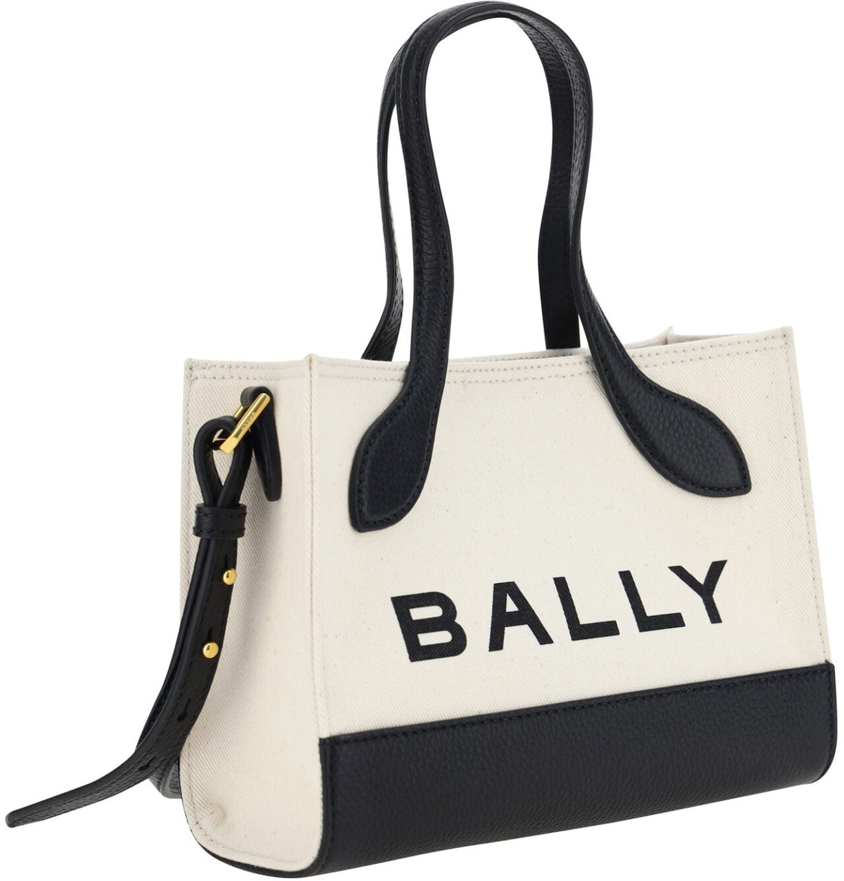 Bally Bally White and Black Leather Mini Handbag Zwart
