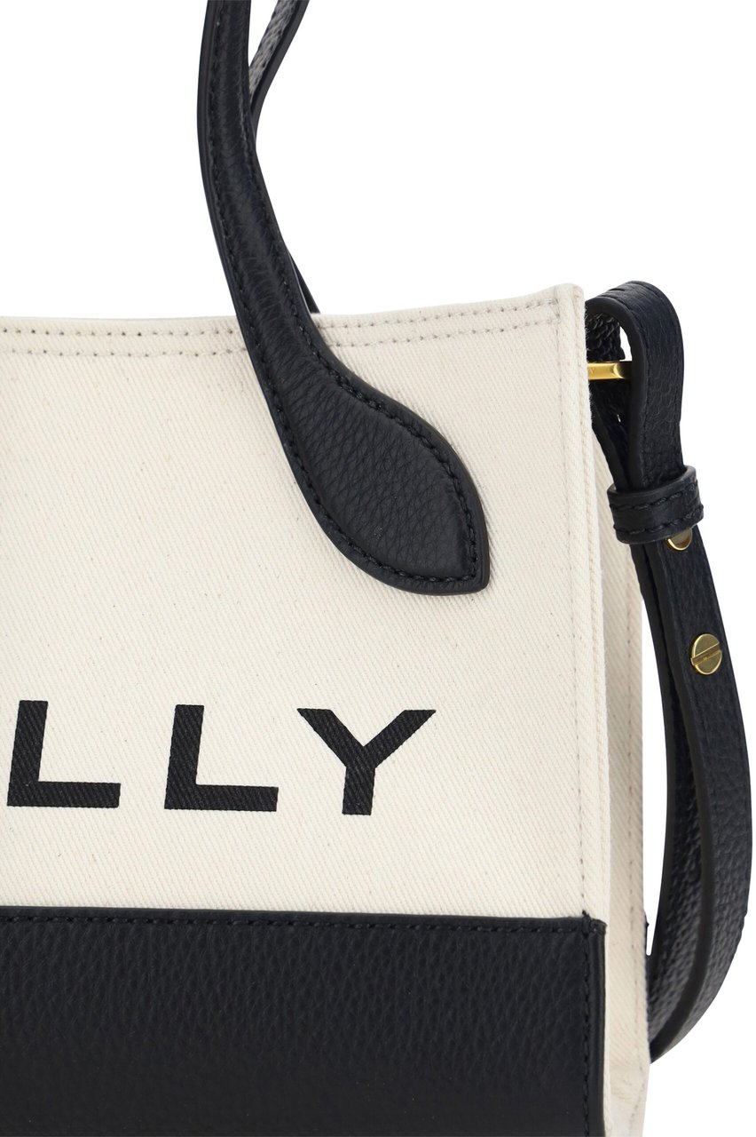 Bally Bally White and Black Leather Mini Handbag Zwart