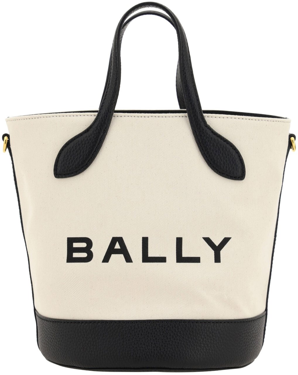 Bally Bally White and Black Leather Bucket Bag Zwart