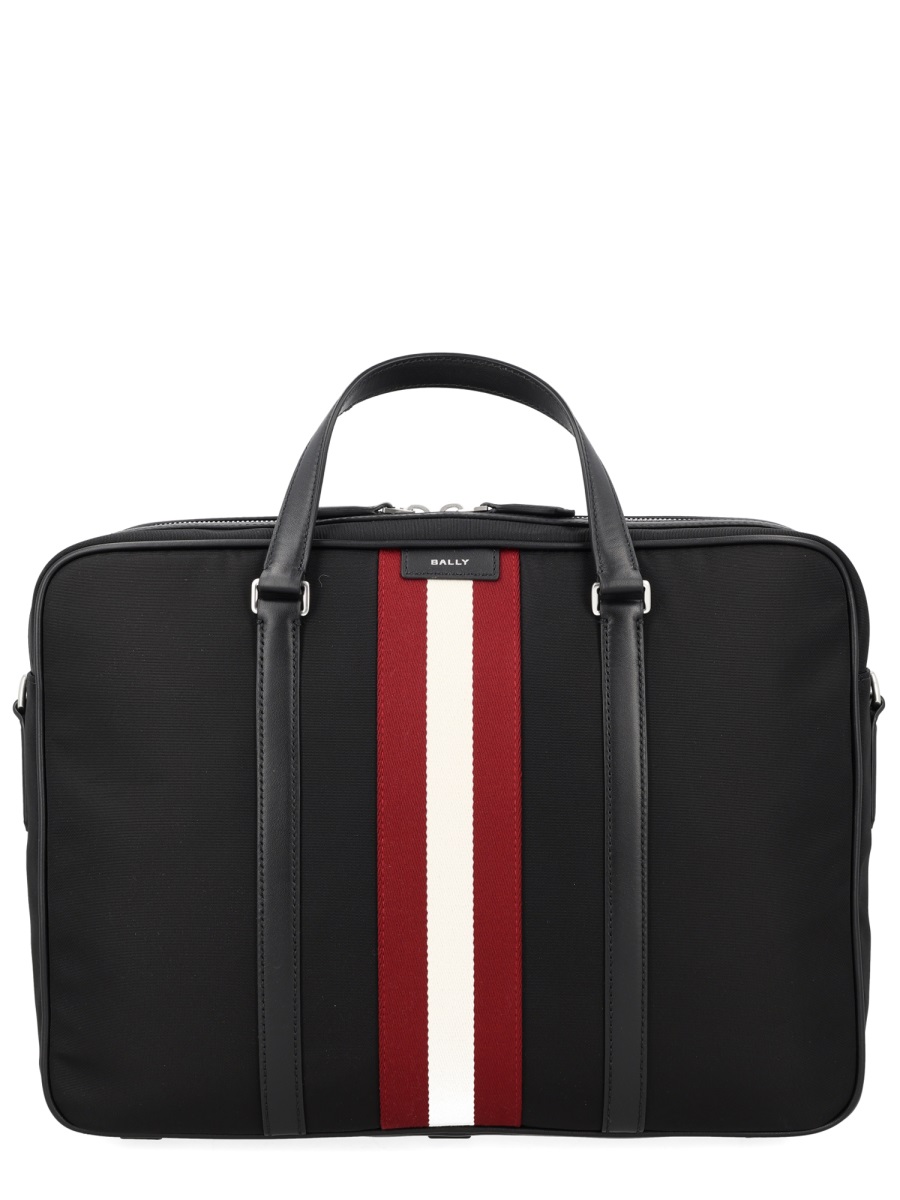 Bally Code Polyamide Vertical Stripe Briefcase Zwart