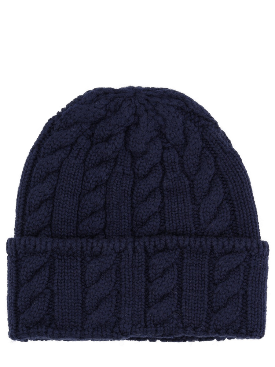 Bally Cable Knit Merino Wool Hat Zwart