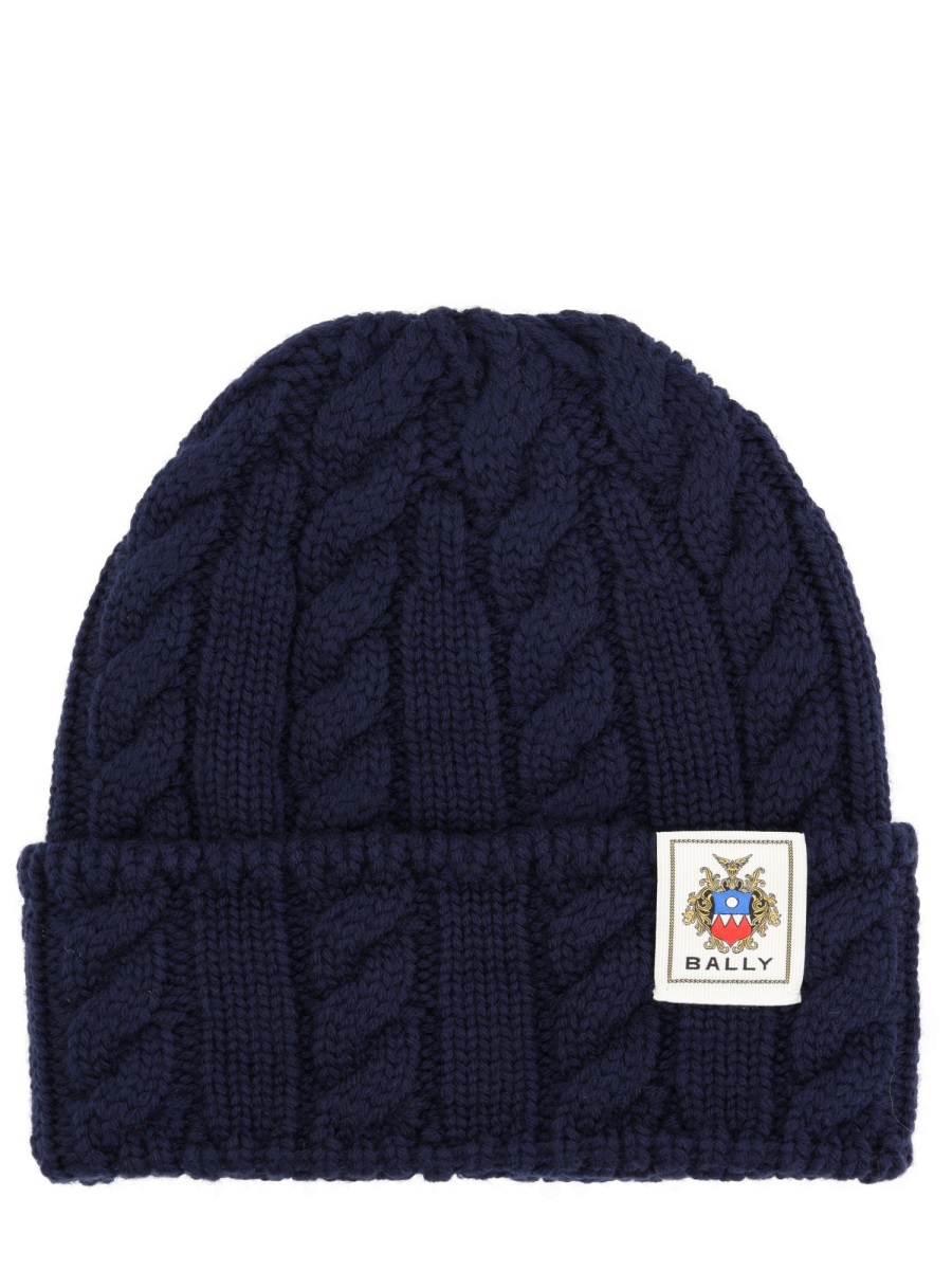 Bally Cable Knit Merino Wool Hat Zwart