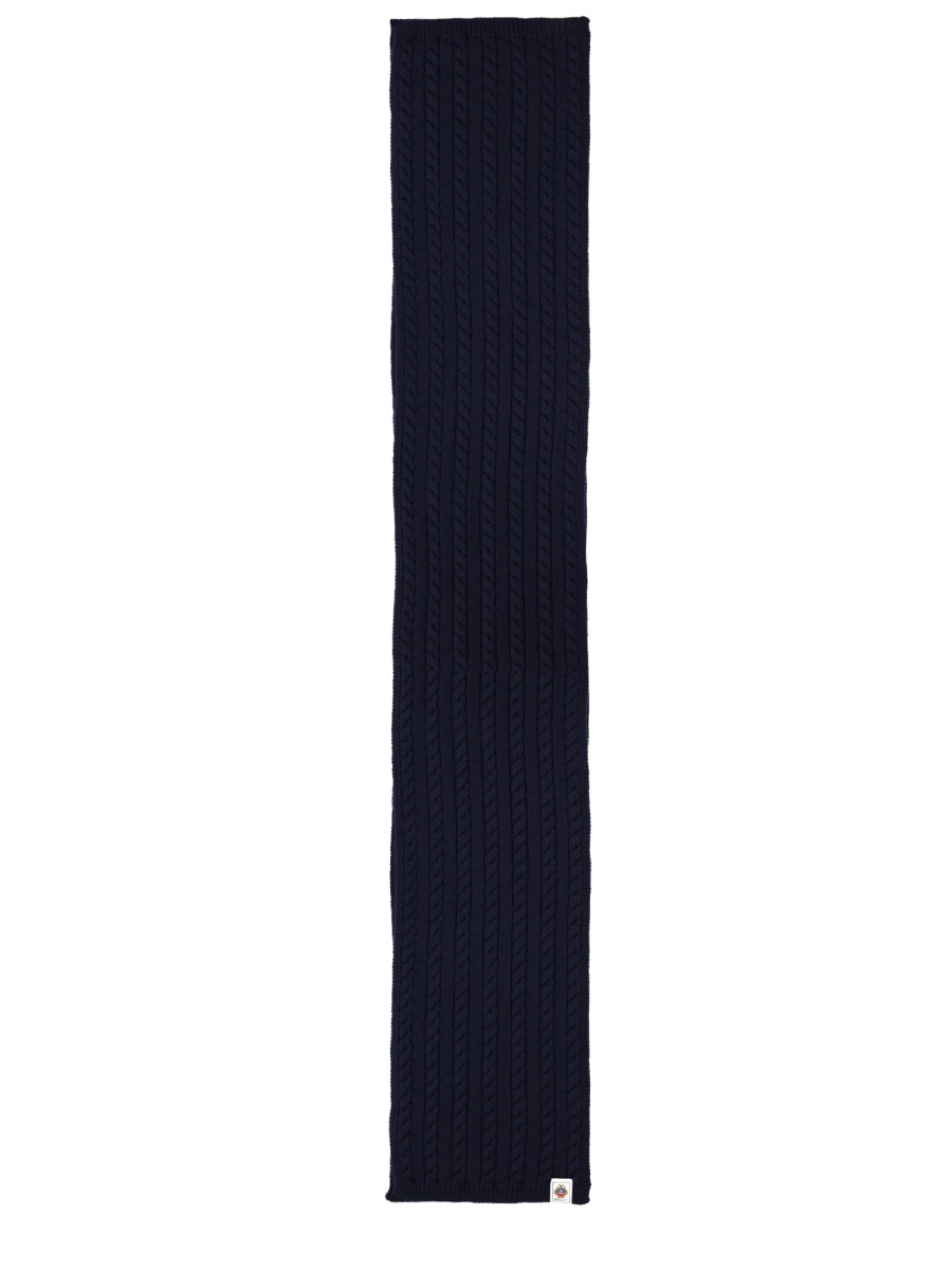 Bally Merino Wool Cable Knit Scarf Zwart