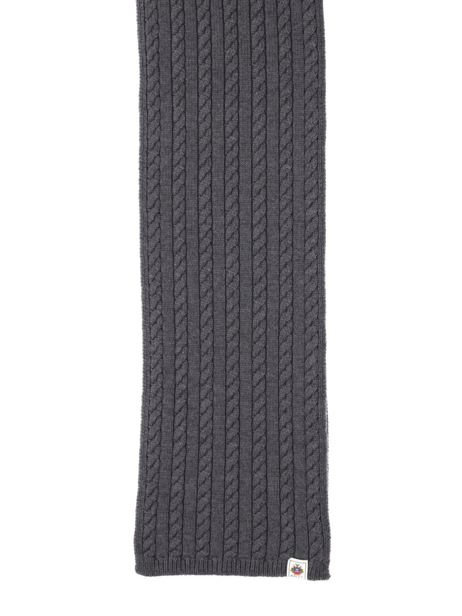 Bally Cable Knit Merino Wool Scarf Grijs
