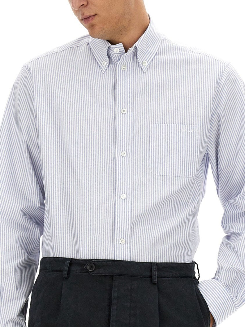 Bally Classic Striped Cotton Shirt Blauw