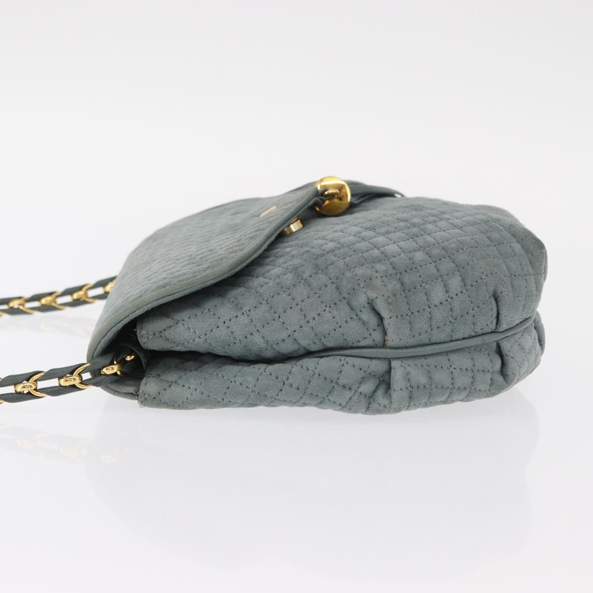 Bally Bally Vintage Chain Shoulder Bag Quilted Suede Grijs