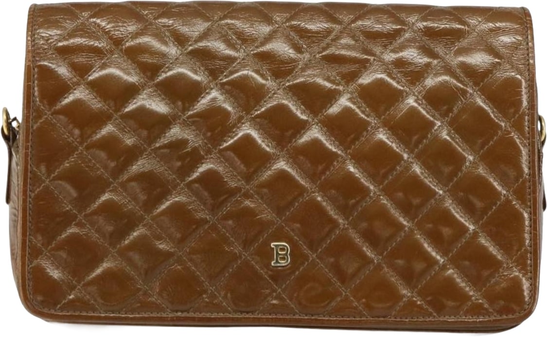 Bally Vintage Chain Quilted Patent leather Bruin