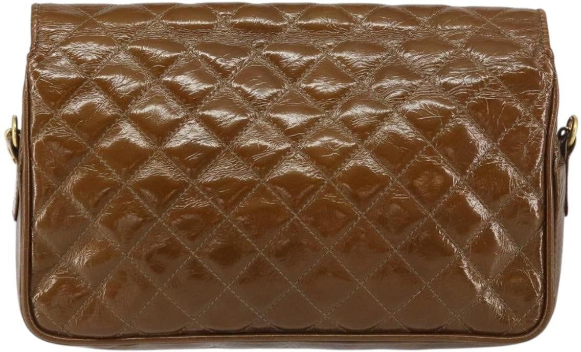 Bally Bally Vintage Chain Shoulder Bag Quilted Patent leather Bruin