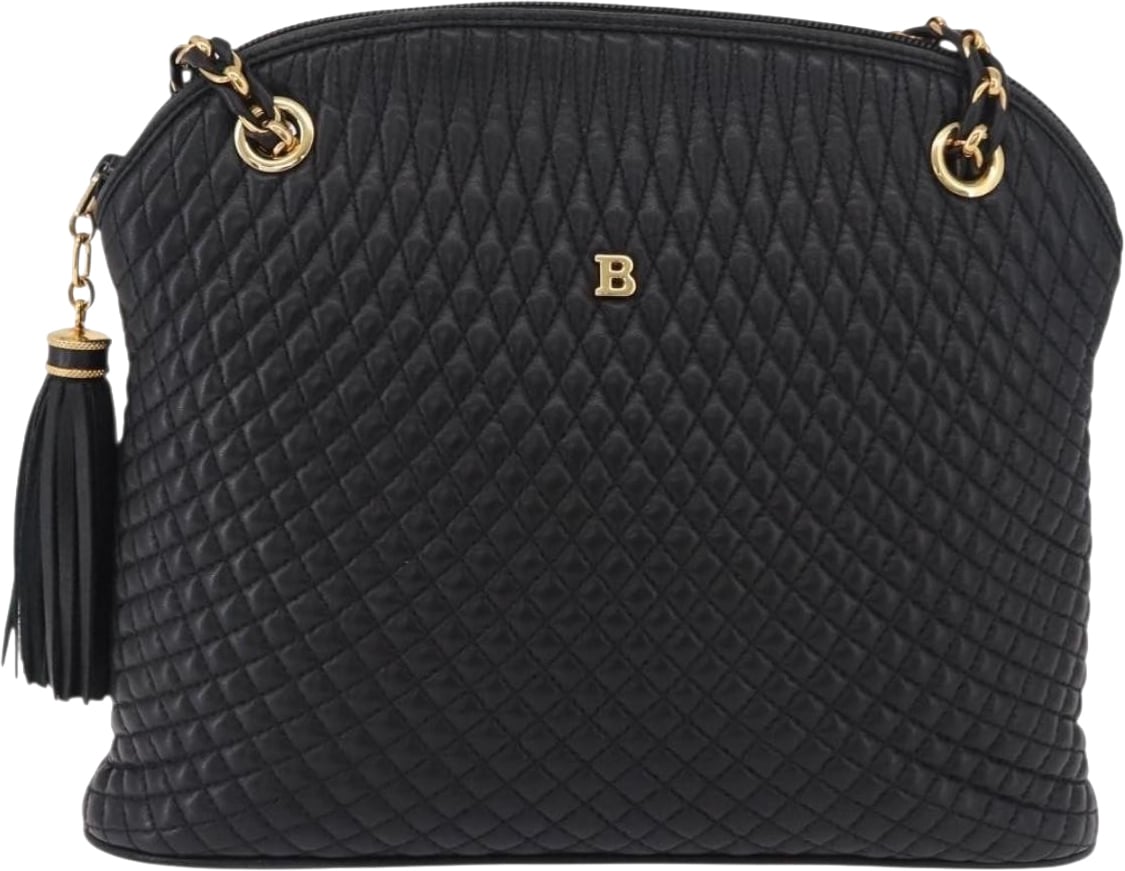 Bally Vintage Chain Quilted Leather Zwart