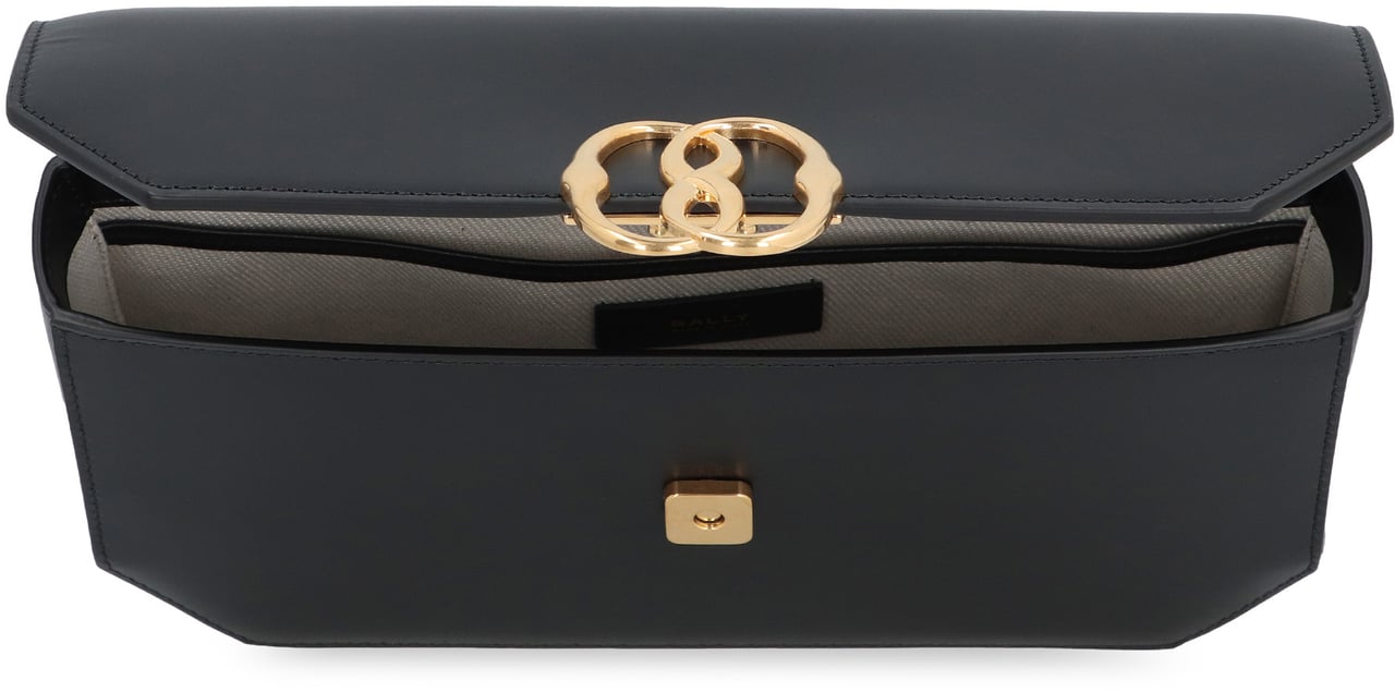 Bally Emblem Folio leather shoulder bag Zwart