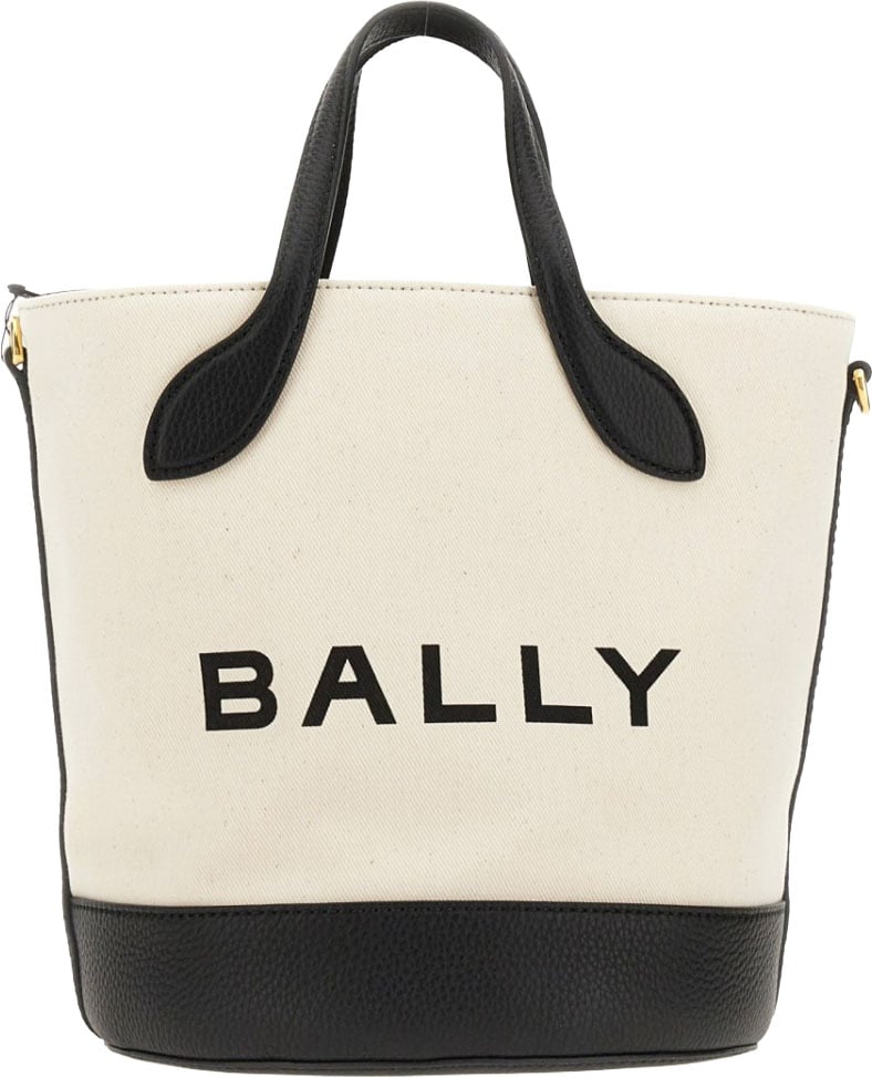 Bally Structured Bucket Bag With Dual Handles And Adjustable Strap Neutraal