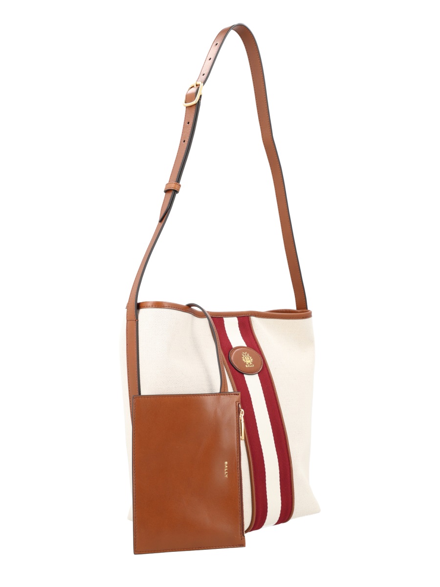 Bally Sign Vertical Stripe Leather Bag Wit