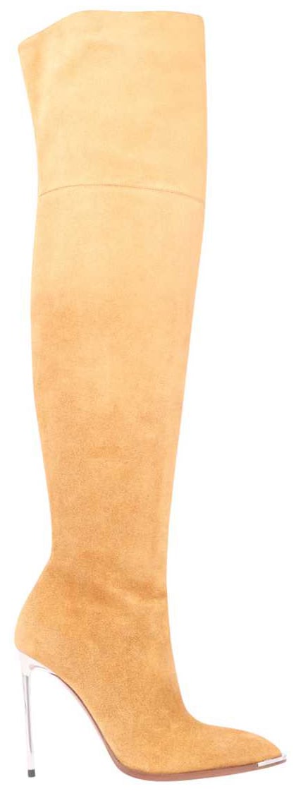 Bally Stretch suede over the knee boots Neutraal