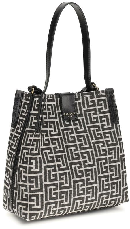 Balmain Balmain Black Cotton Shoulder Bag Zwart