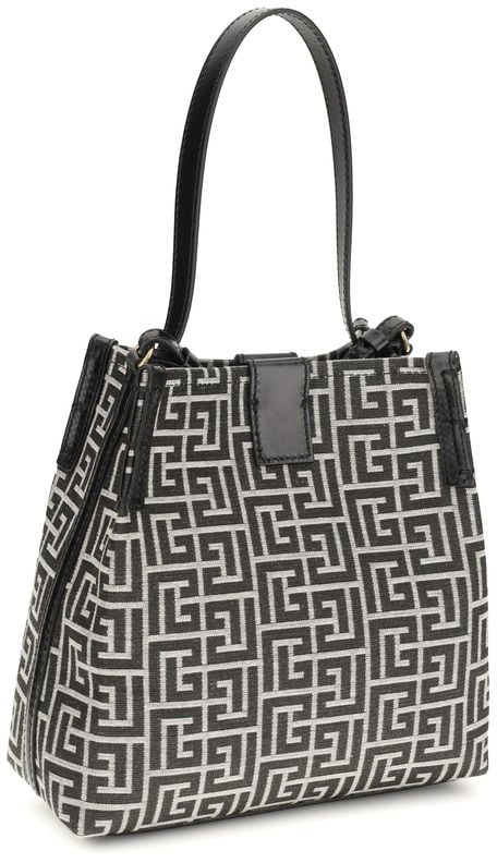 Balmain Balmain Black Cotton Shoulder Bag Zwart