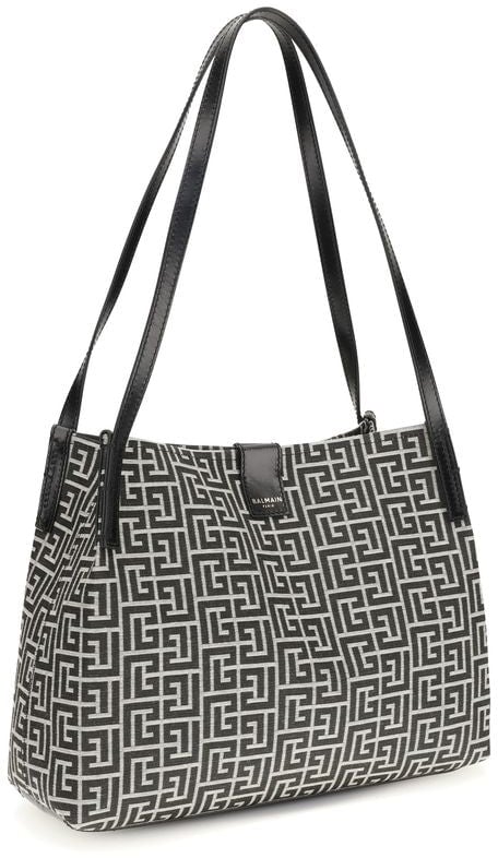 Balmain Balmain Black Cotton Shoulder Bag Zwart