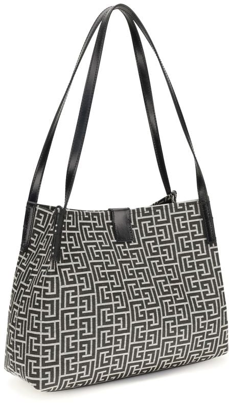 Balmain Balmain Black Cotton Shoulder Bag Zwart