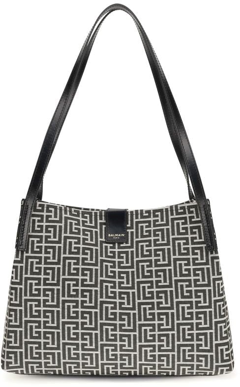 Balmain Balmain Black Cotton Shoulder Bag Zwart