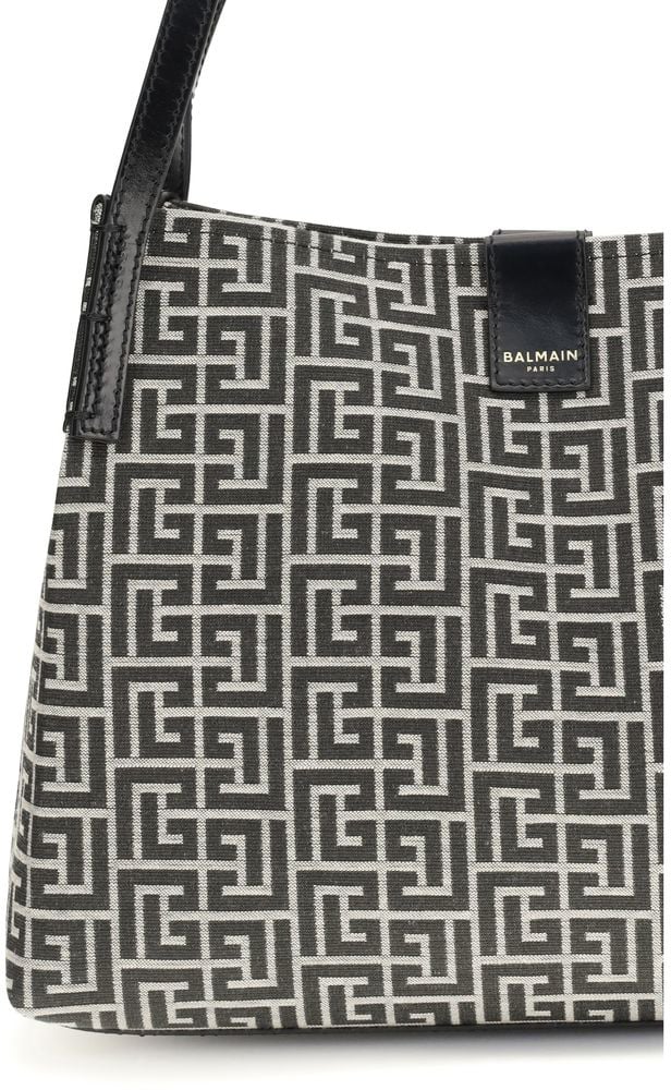 Balmain Balmain Black Cotton Shoulder Bag Zwart