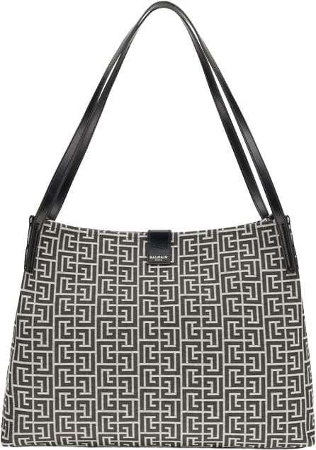 Balmain Black Cotton Shoulder Bag Zwart