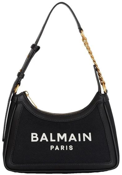 Balmain Balmain Black Cotton Shoulder Bag Zwart