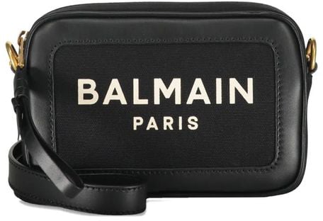 Balmain Balmain Black Cotton Shoulder Bag Zwart