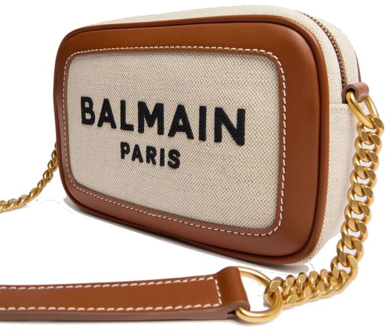 Balmain Balmain Brown Cotton Shoulder Bag Bruin