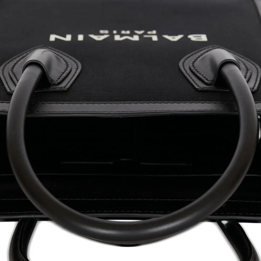 Balmain Balmain Black Cotton Tote Bag Zwart