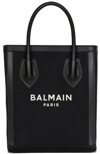 Balmain Balmain Black Cotton Tote Bag Zwart