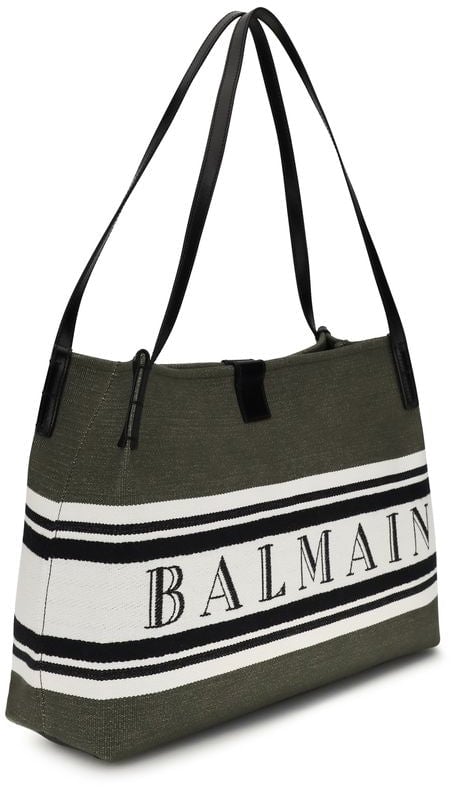 Balmain Black Cotton Shoulder Bag Zwart